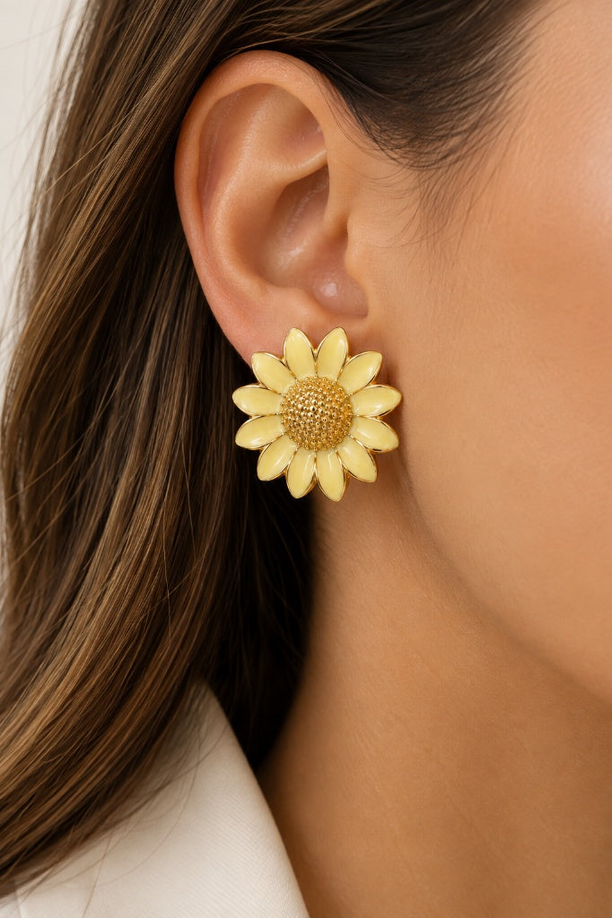 Scarlat SKU 15101 foto 3 | Brinco Flor Girassol Ouro 18k
