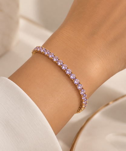 Pulseira Riviera Três Pontas Lilás Ouro 18k