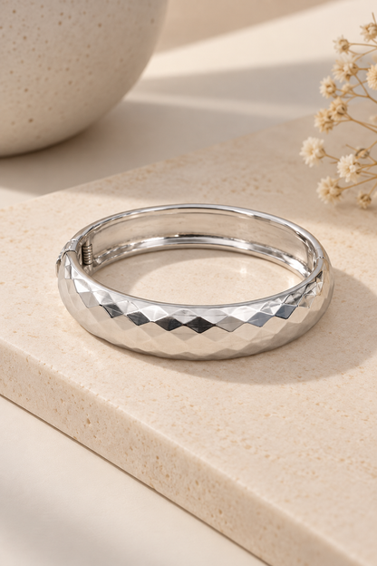 Bracelete Espelhado Ródio Branco