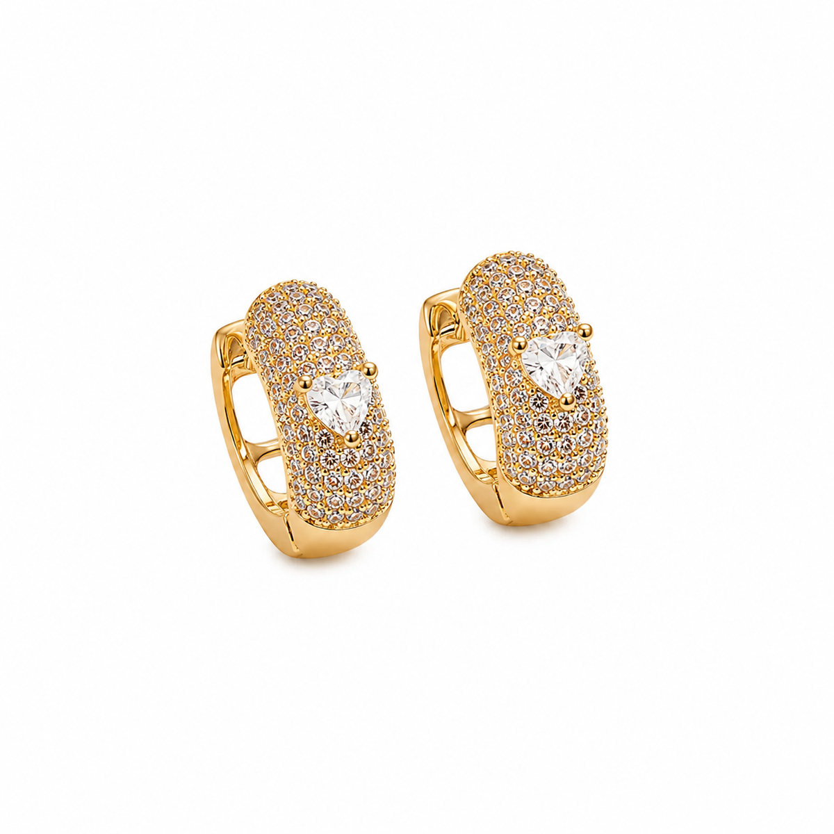 Brinco Argola Majesté Cravejada M Cristal Ouro 18k