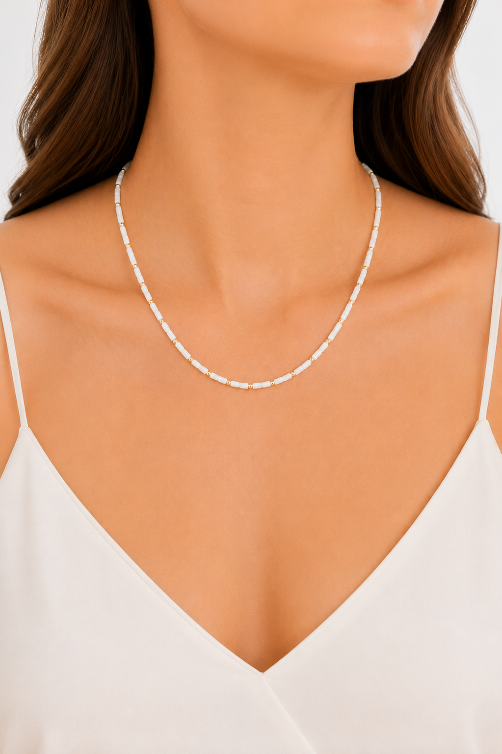 Colar Madre Pérola Bolinha Ouro 18k