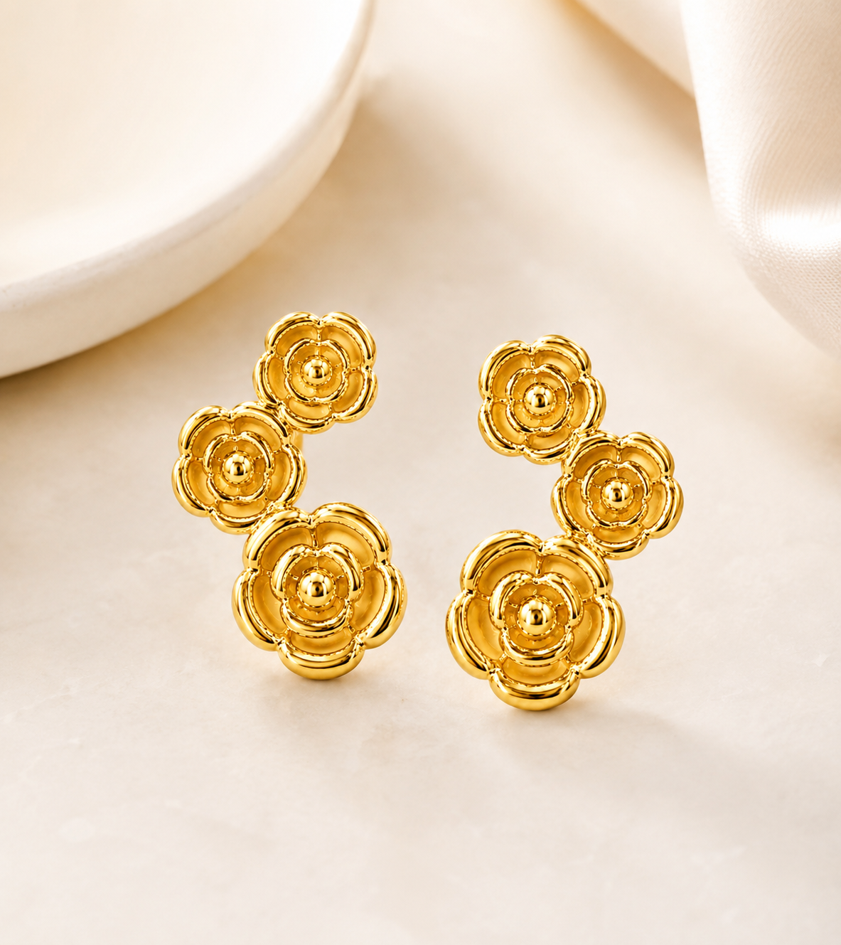 Brinco Nuance Flores Ouro 18k