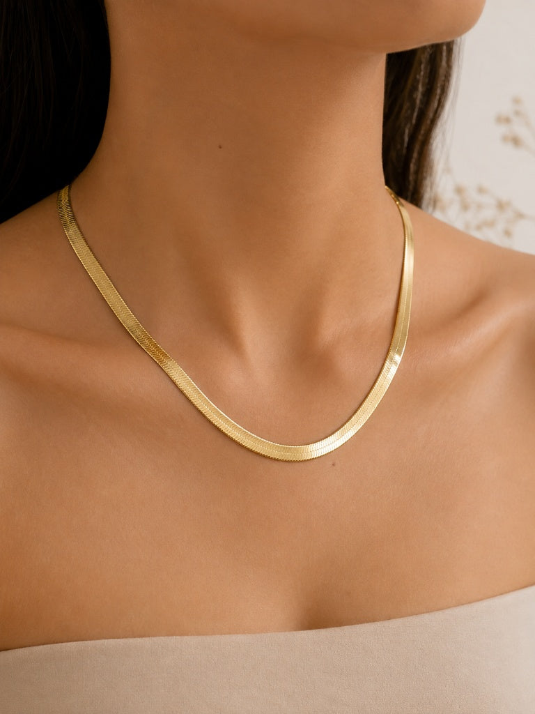 Choker Fita Laminada 6mm Ouro 18k