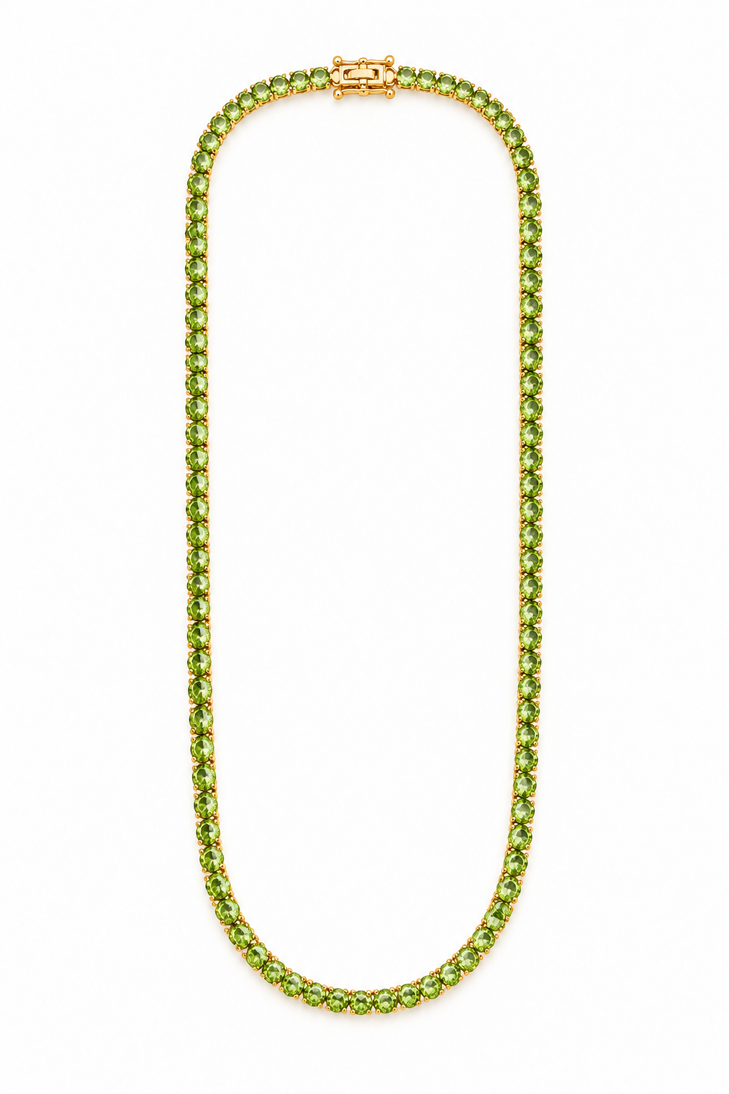 Colar Riviera Três Pontas Peridoto Ouro 18k