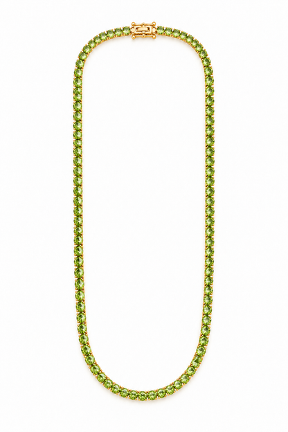 Colar Riviera Três Pontas Peridoto Ouro 18k