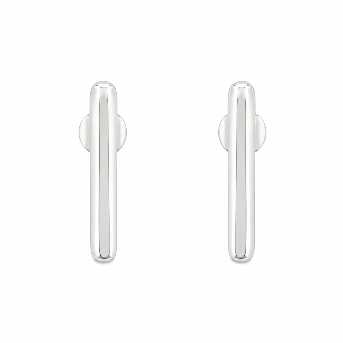 Brinco Retangular Acetinado Ródio Branco