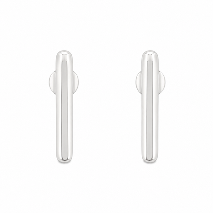 Brinco Retangular Acetinado Ródio Branco