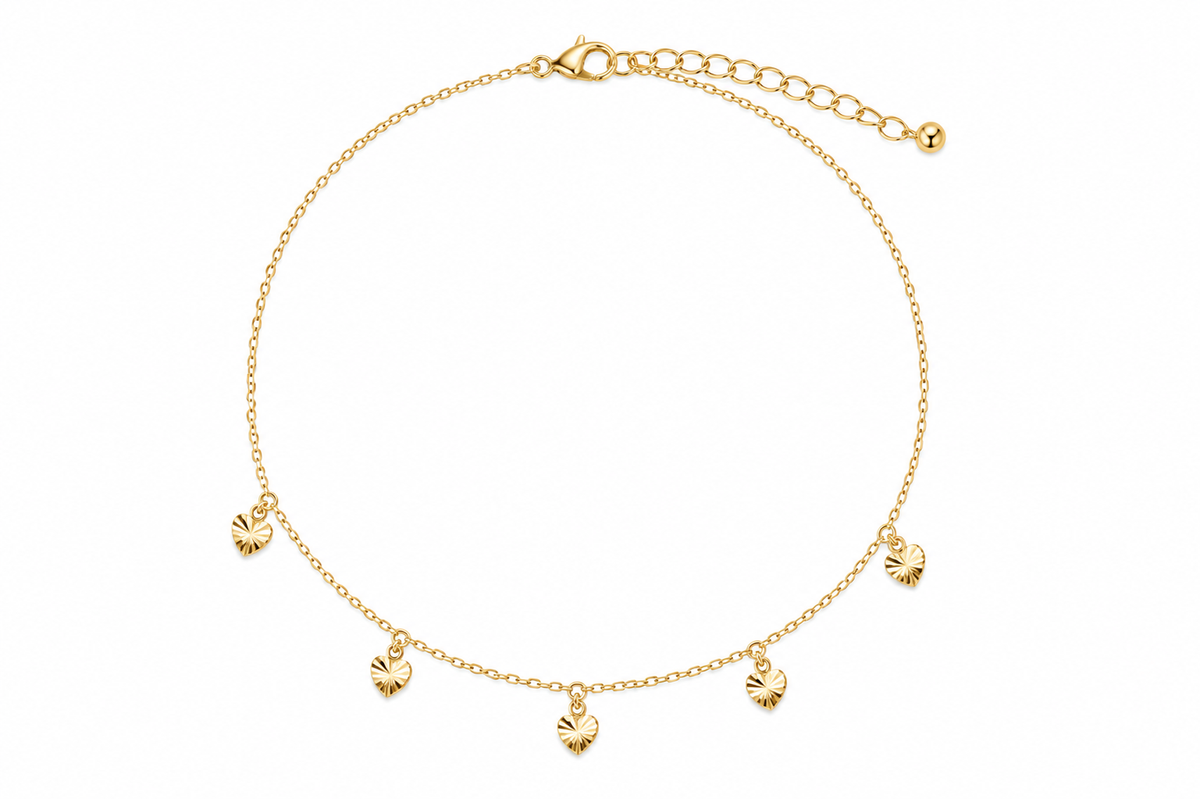 Tornozeleira Cartier com Coração Trabalhado Ouro 18k