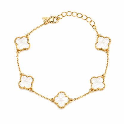 Pulseira Trevo P Perolada Ouro 18k