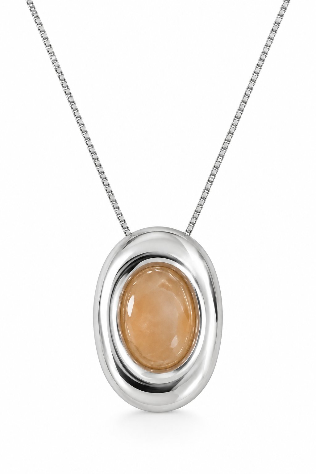 Scarlat SKU 15269 foto 1 | Colar Oval com Pedra Natural Ródio Branco