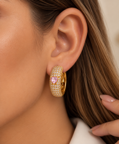 Scarlat SKU 15117 foto 3 | Brinco Argola Majesté Cravejada G Ouro 18k