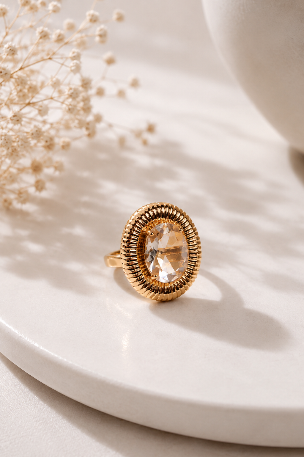 Anel Aura Imperial Cristal Ouro 18k