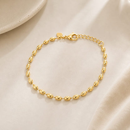 Pulseira Esferas Ovais Alongado Ouro 18k