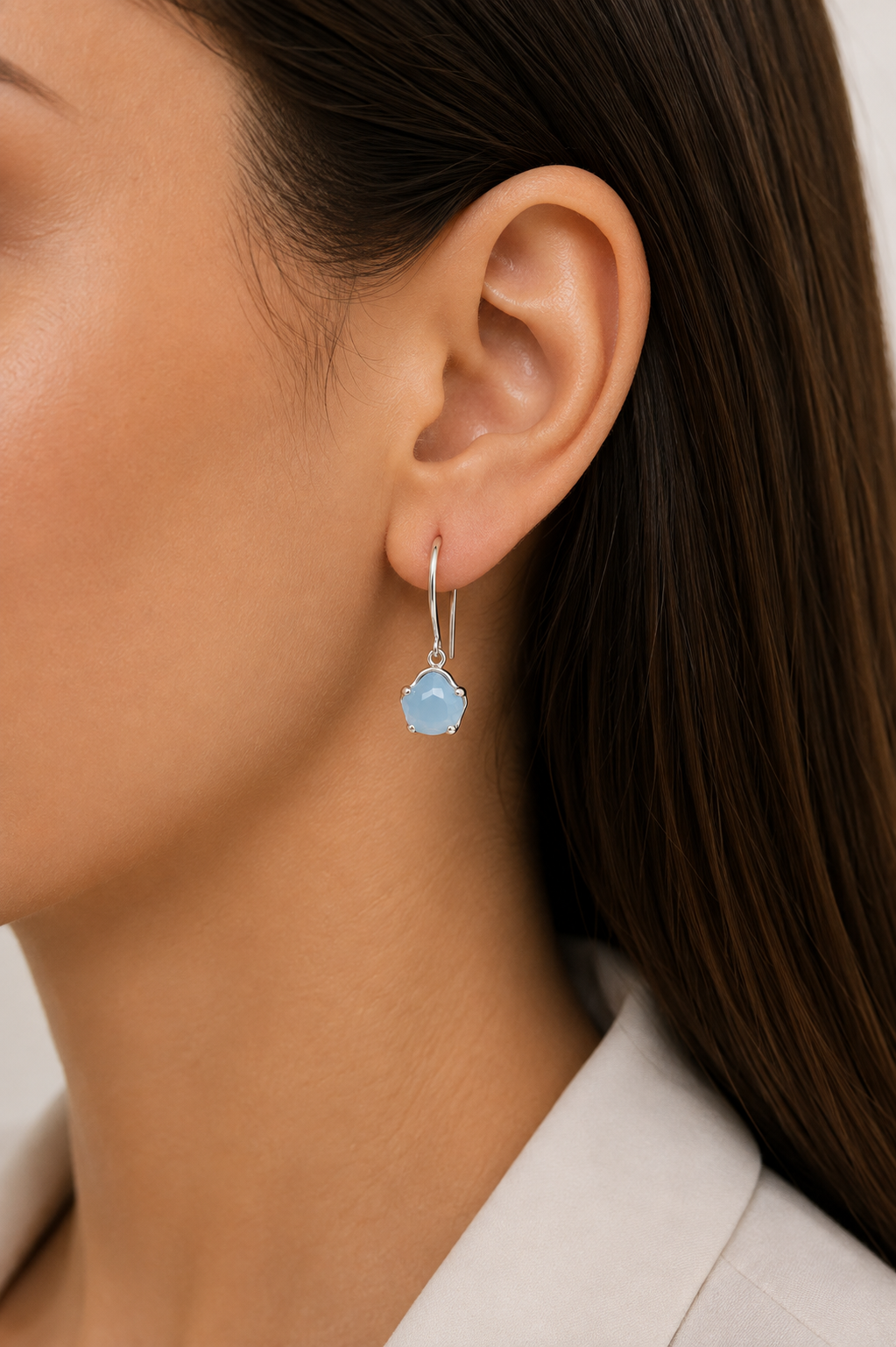 Brinco Anzol Max Azul Genuino Prata 925