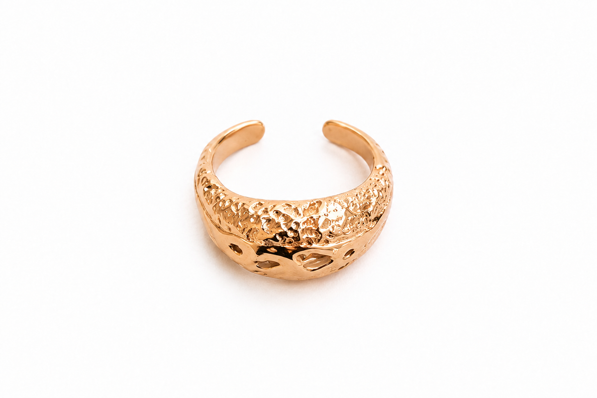 Anel Nuances Croissant Liso Regulável Ouro 18k