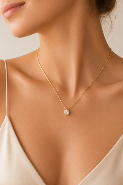 Colar Ponto de Luz Zircônia Cristal Ouro 18k