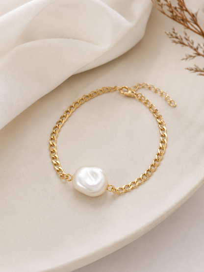 Pulseira Groumet com Pérola Ouro 18k