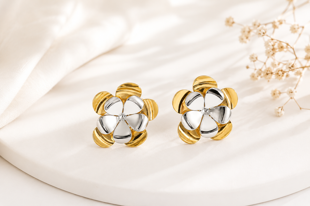 Brinco Flora Duo Ouro 18k