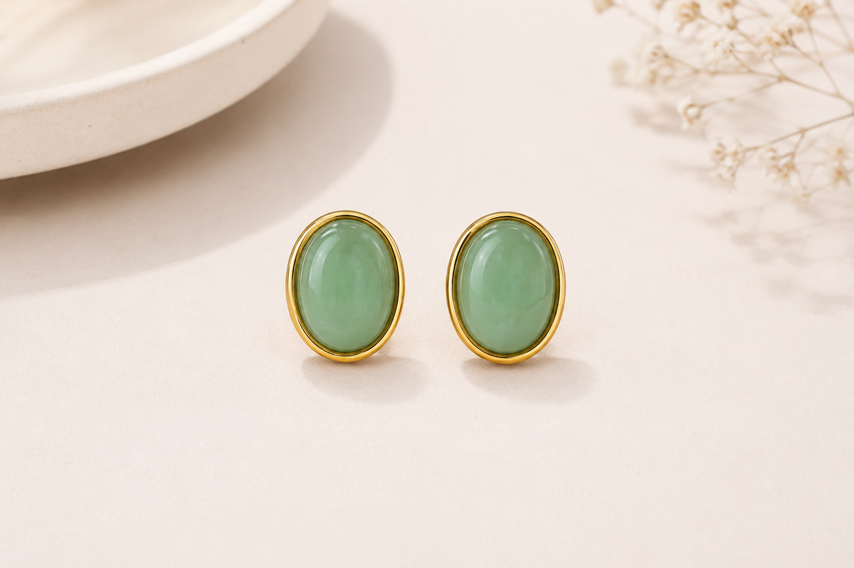 Brinco Jade Ouro 18k