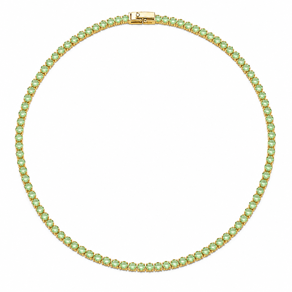 Colar Riviera Quartzo Verde 2mm Ouro 18k