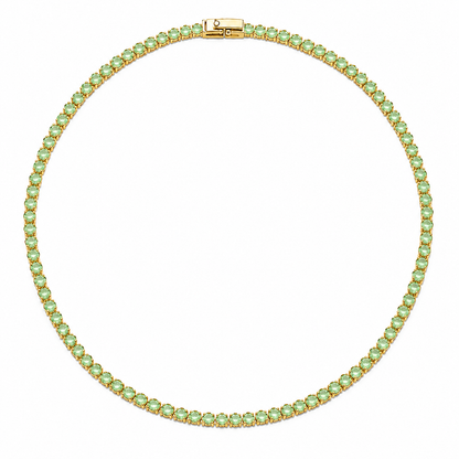 Colar Riviera Quartzo Verde 2mm Ouro 18k