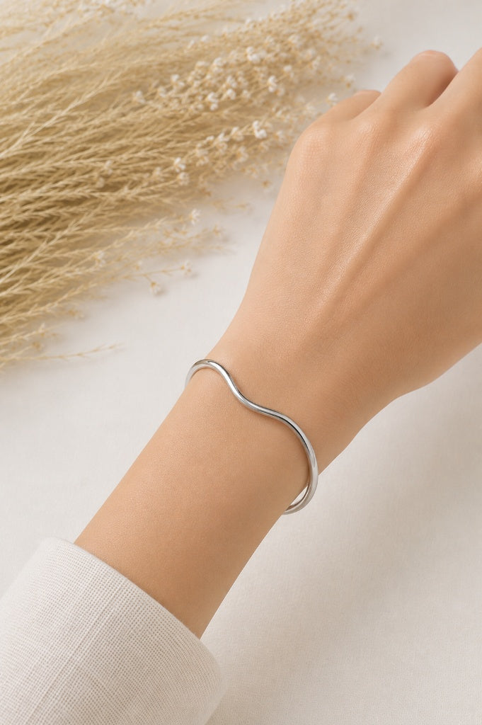 Bracelete 1mm Ondulado Ródio Branco