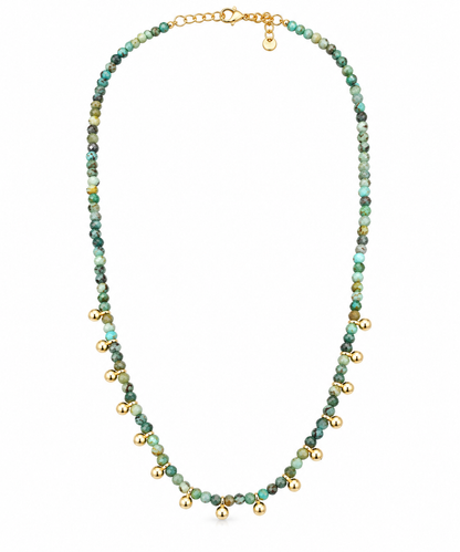 Colar Bolinhas com Pedras Naturais Ouro 18k