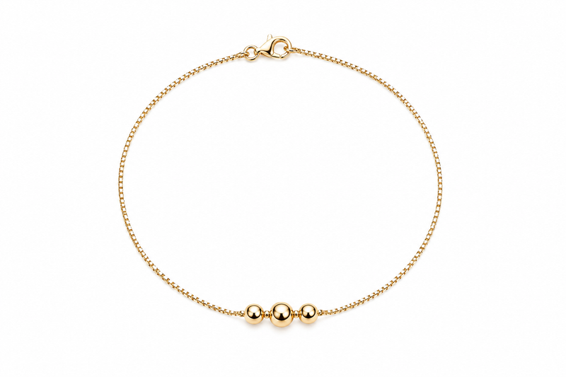 Tornozeleira Veneziana com Esferas Ouro 18k