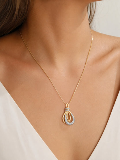 Colar Nuance Gota Dupla Cravejada Ouro 18k