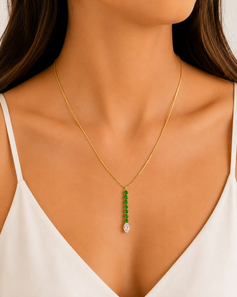 Colar Elegance Esmeralda Ouro 18k