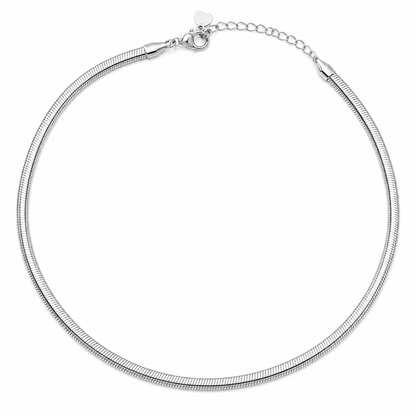 Colar Choker Fio Alemão 3mm Ródio Branco