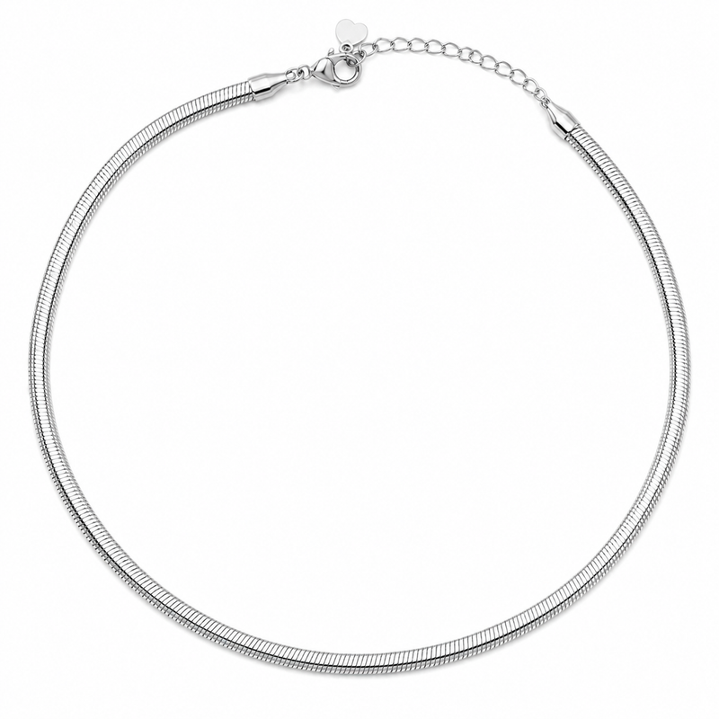 Colar Choker Fio Alemão 3mm Ródio Branco