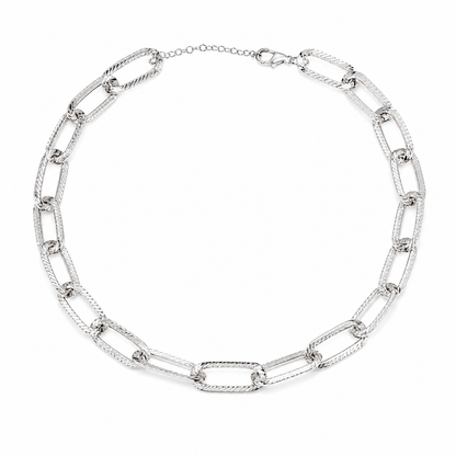 Choker Elo Longo Trabalhado Ródio Branco