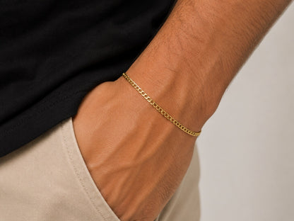 Pulseira Masculina Elo Um por Um Groumet Light Ouro 18k