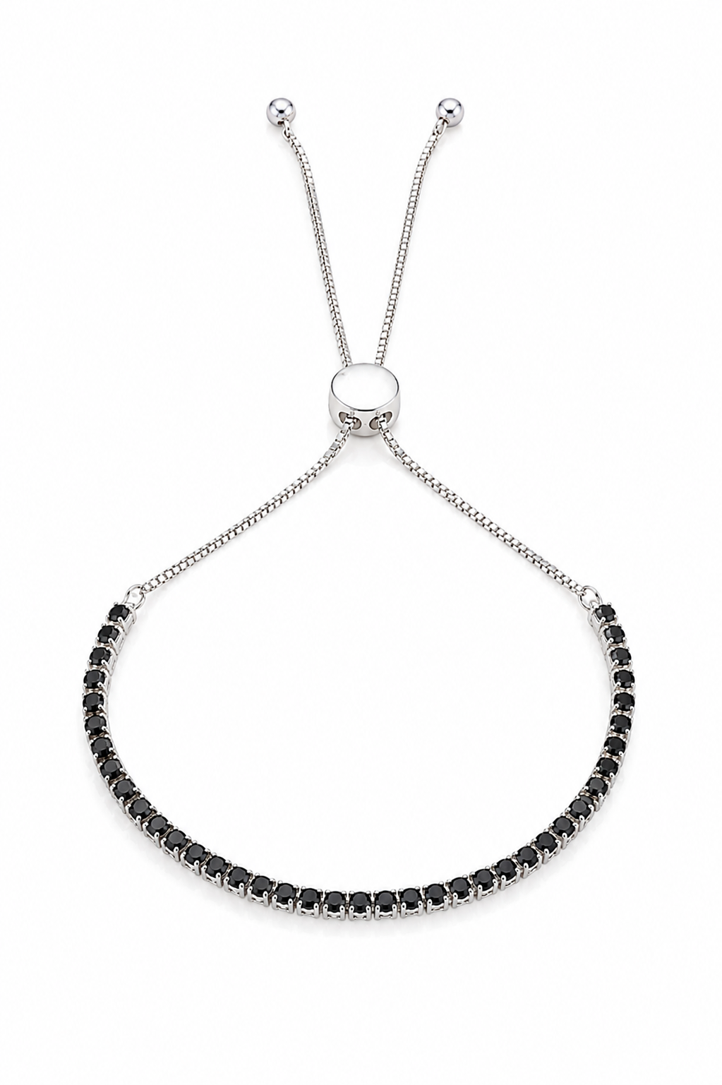 Pulseira Riviera Black Ajustável Prata 925