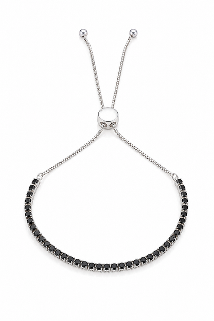 Pulseira Riviera Black Ajustável Prata 925