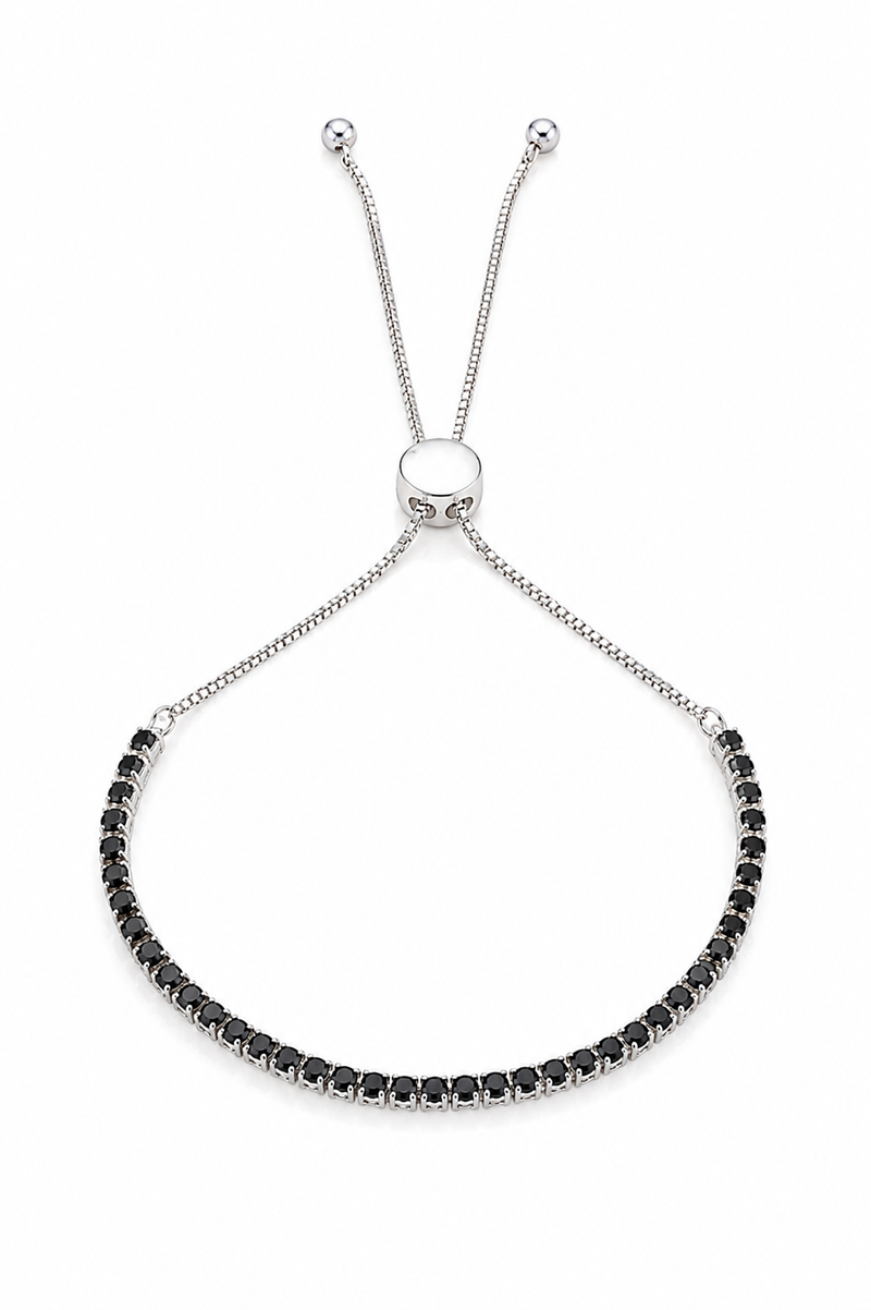 Pulseira Riviera Black Ajustável Prata 925