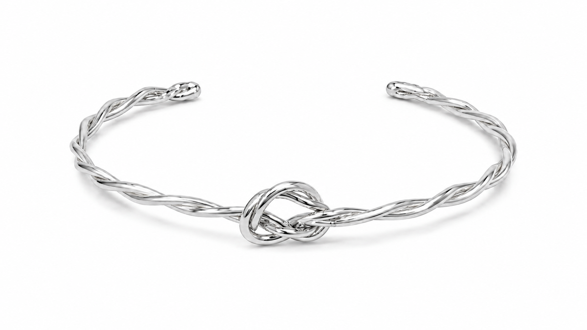 Bracelete Trançado Infinito Ródio Branco