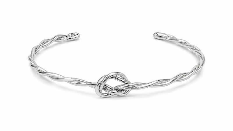 Bracelete Trançado Infinito Ródio Branco