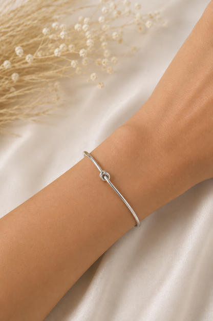 Bracelete Nó Inspiração Ródio Branco