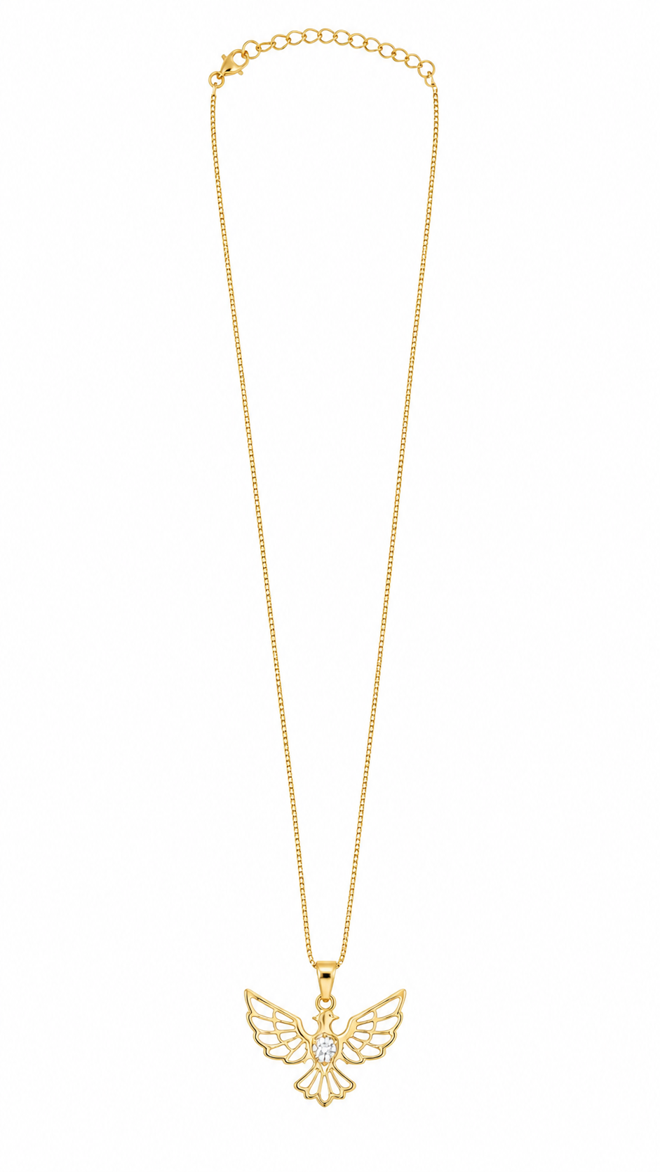 Colar Espírito Santo Vazado com Zircônia Ouro 18k
