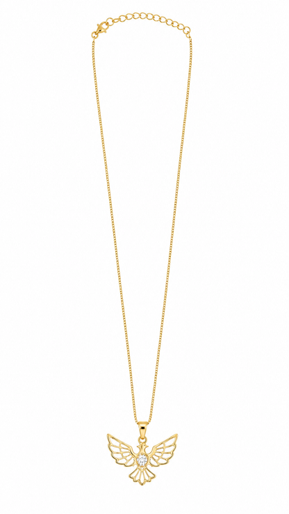 Colar Espírito Santo Vazado com Zircônia Ouro 18k