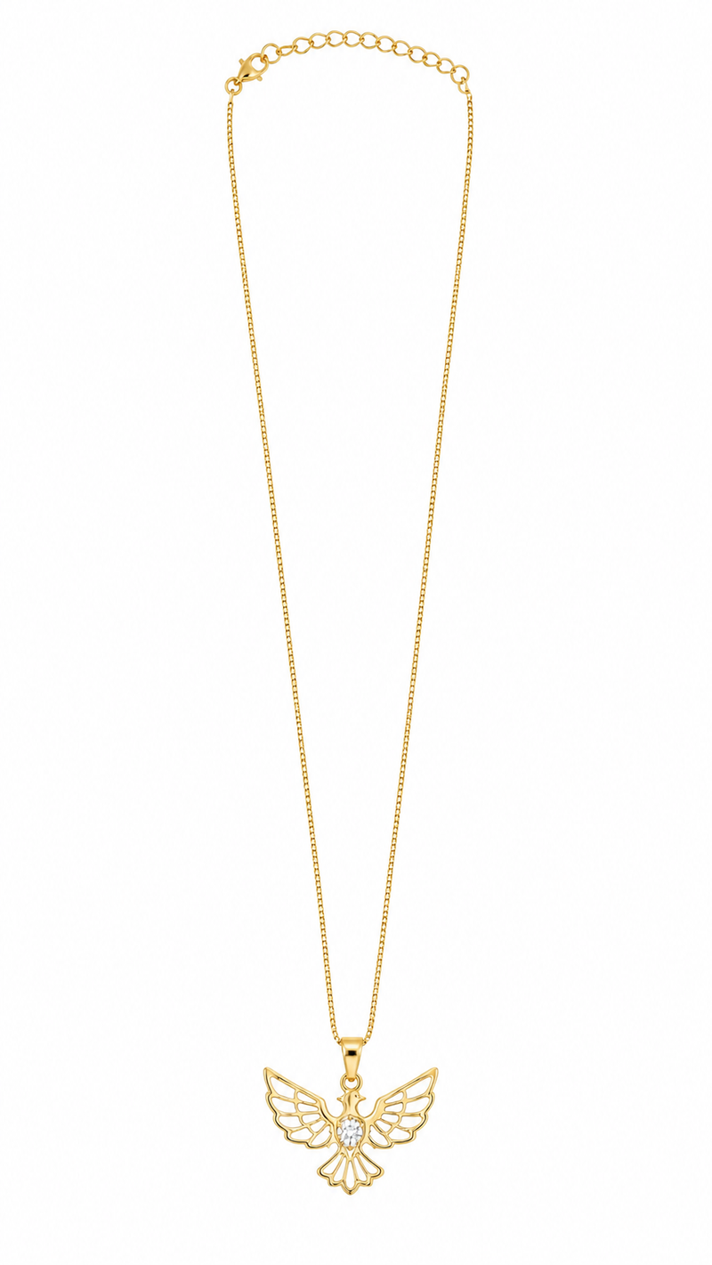 Colar Espírito Santo Vazado com Zircônia Ouro 18k