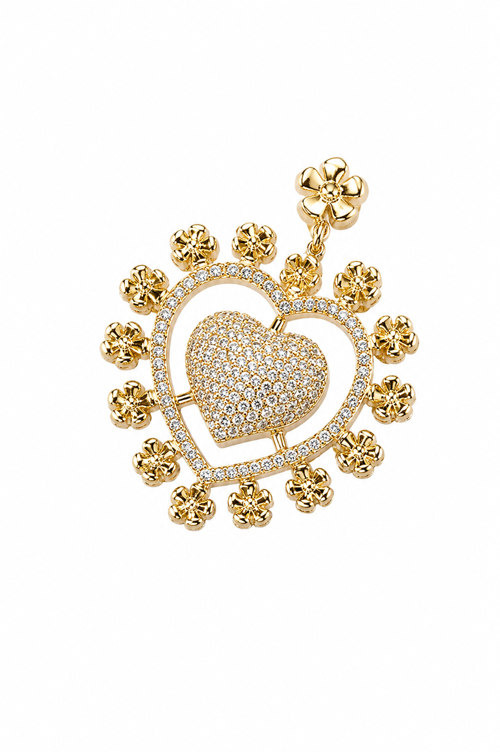 Pingente Coração Cravejado Ouro 18k