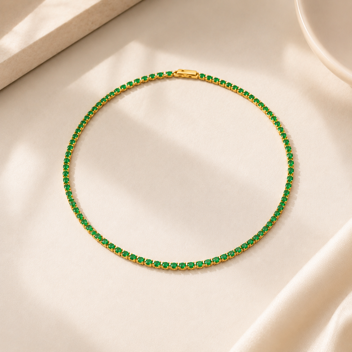 Colar Riviera Esmeralda 2mm Ouro 18k