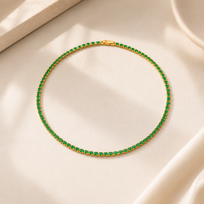 Colar Riviera Esmeralda 2mm Ouro 18k