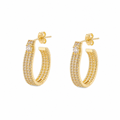 Brinco Argola Cravejada Ouro 18k