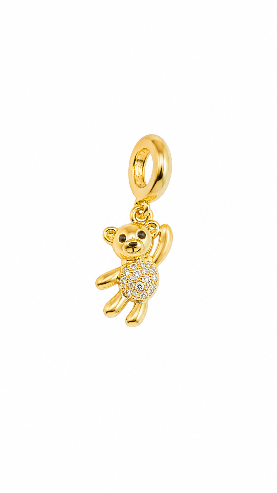 Pingente Ursinho Barriga Cravejada Ouro 18k