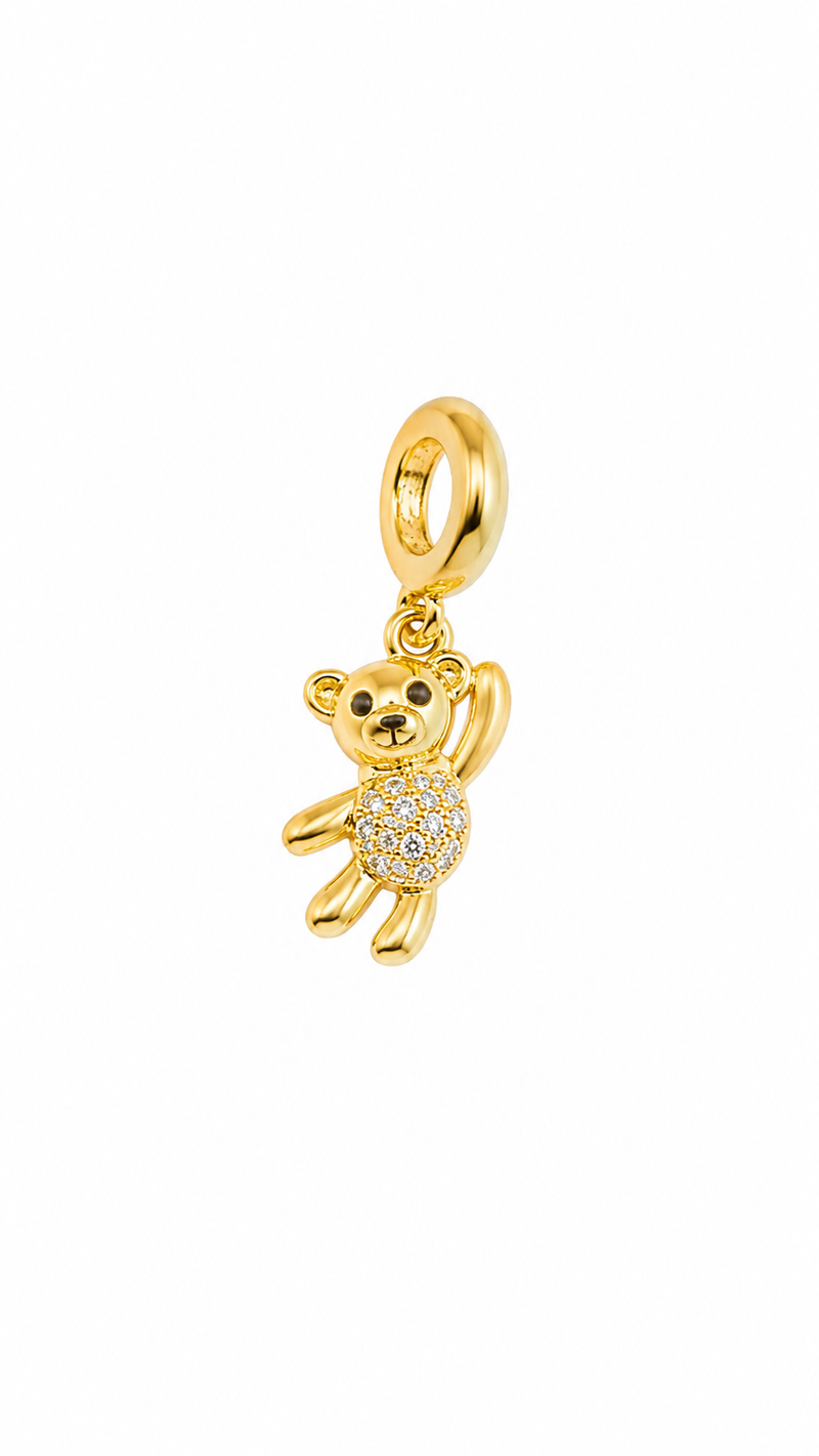 Pingente Ursinho Barriga Cravejada Ouro 18k