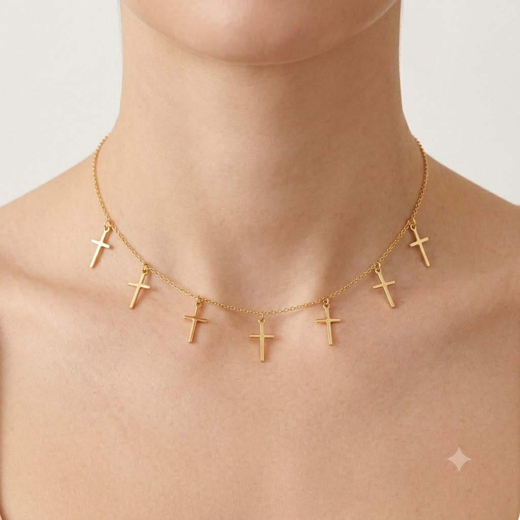 Choker Cartier com Cruz Ouro 18k